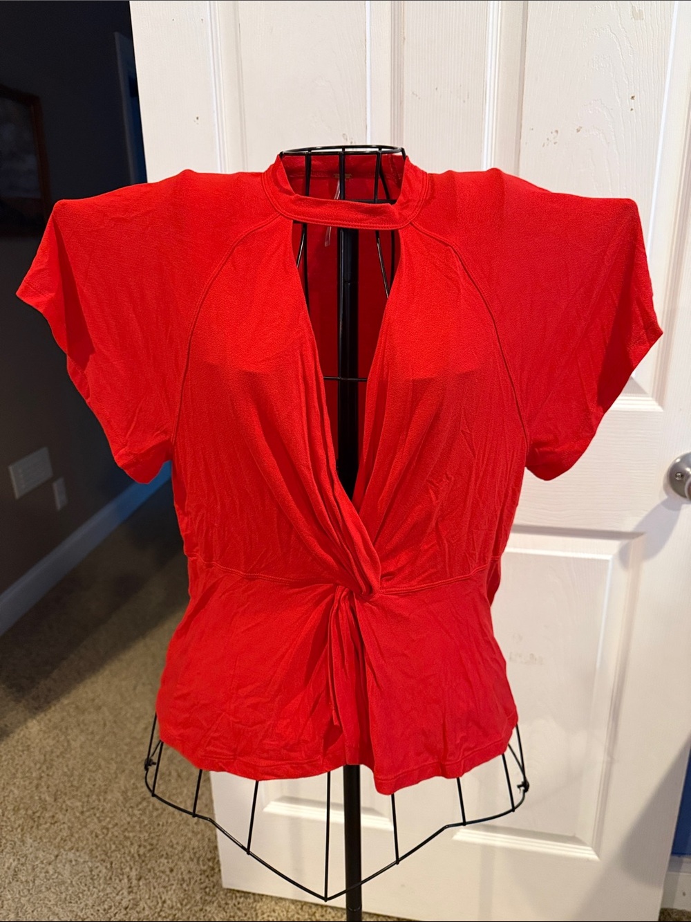 Free People Red Open Front Top Blouse Size Small